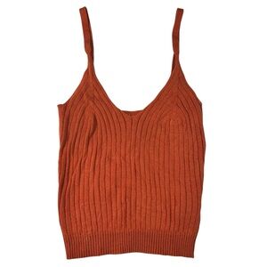 Shein Burnt Orange Ribbed Cable Knit Lightweight Sweater Tank Top Medium M